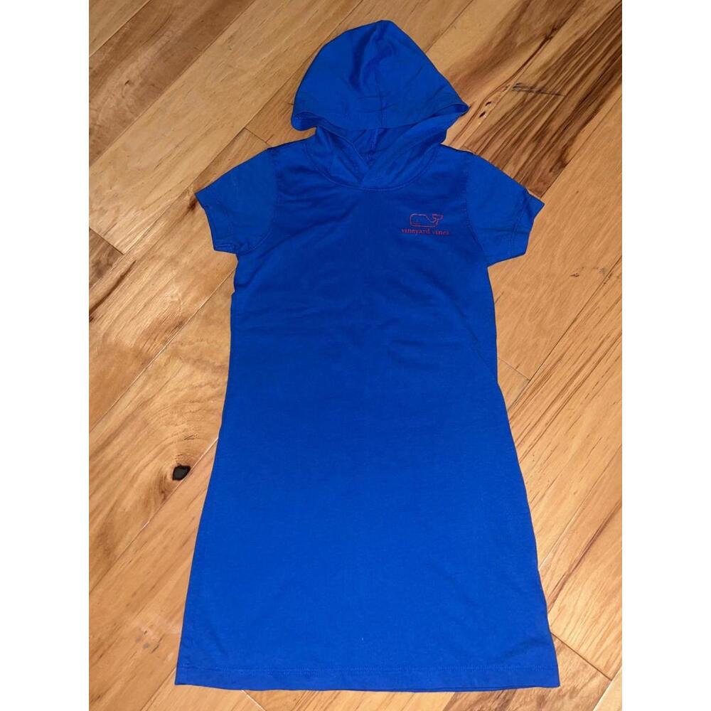 VINEYARD VINES GIRLS BLUE HOODED DRESS SIZE 5-6 EXCELLENT COND LD6